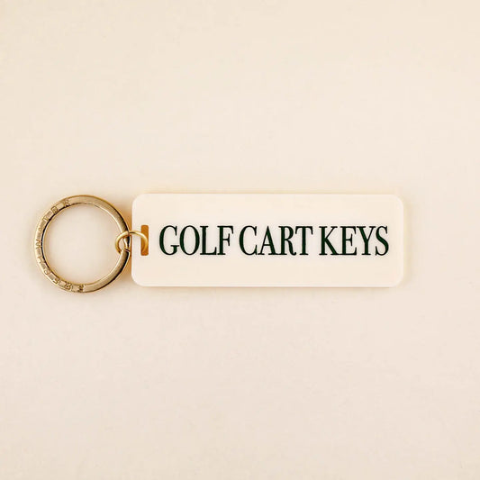 Golf Cart Keys Keychain - Cream/Green