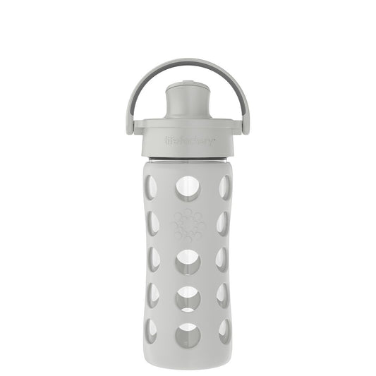 Glass Water Bottle with Cap - Stone Gray