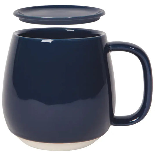Stoneware Navy Mug with Lid