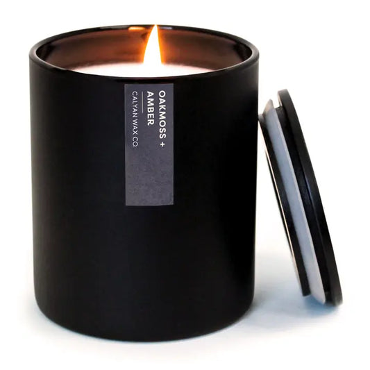 Oakmoss + Amber Soy Candle Black Tumbler