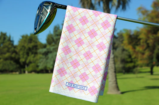 Golf Towel - Pink Argyle