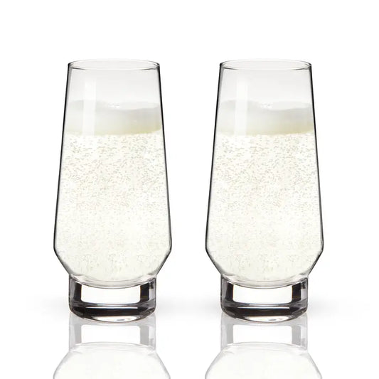 Weighted Stemless Crystal Champagne Flutes