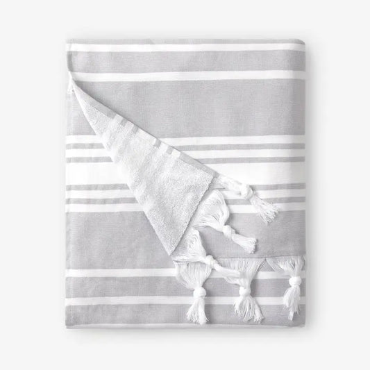 Grey with Stripes Turkish Towel