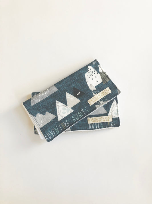 Adventure Awaits Blue Burp Cloth