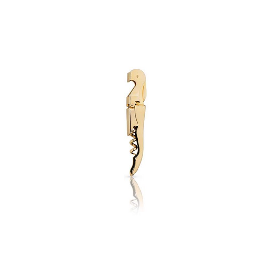 Designed to exemplify top-shelf quality, the Viski Signature Corkscrew epitomizes the Viski brand. This wine key features a double-hinged arm, five-turn worm and handle-integrated foil cutter - all plated in bona-fide 24-karat gold.